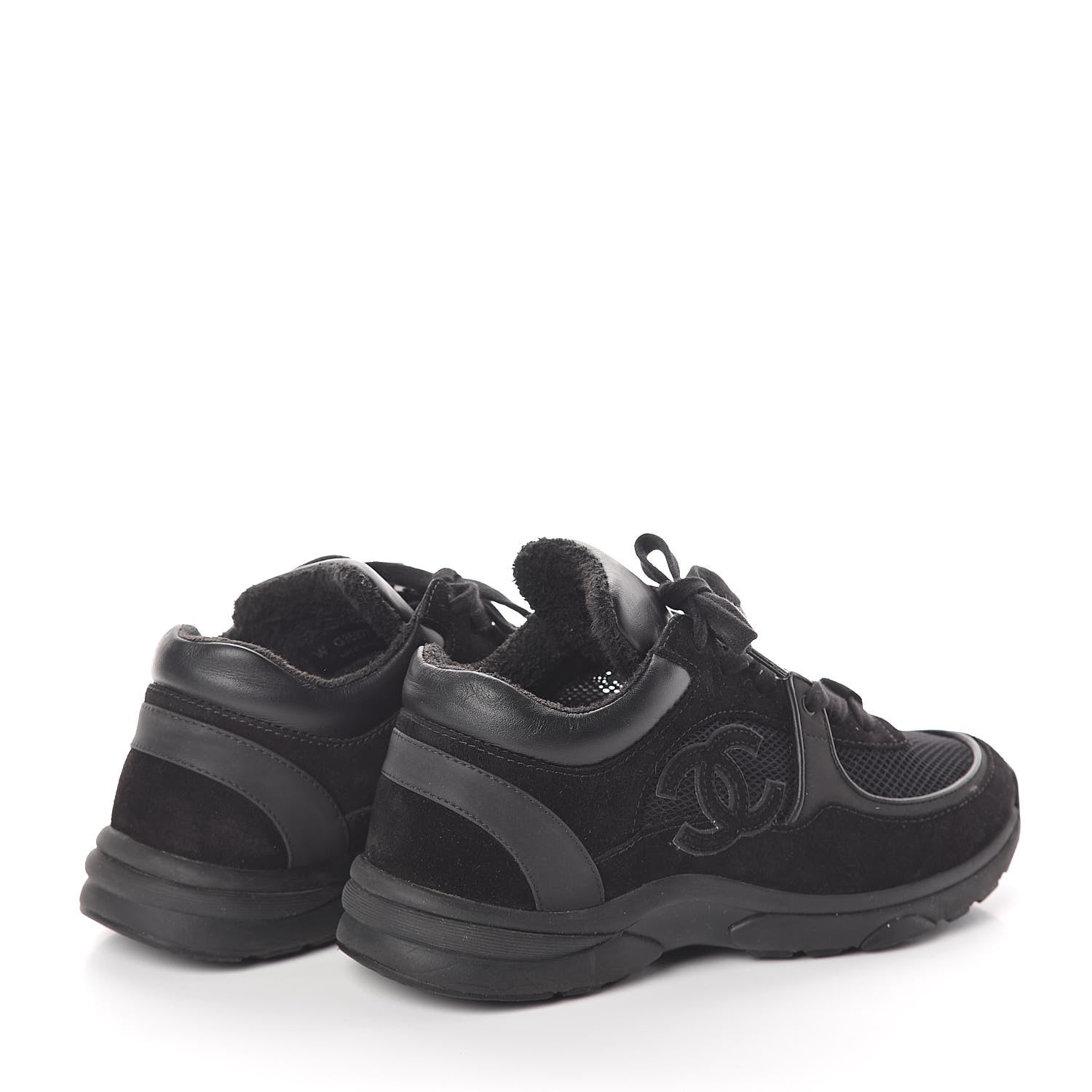 Chanel Suede Calfskin Fabric Sneakers 38 Black 4 of 6