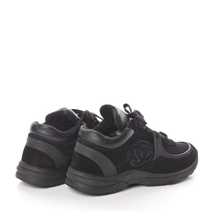 Chanel Suede Calfskin Fabric Sneakers 38 Black 4 of 6
