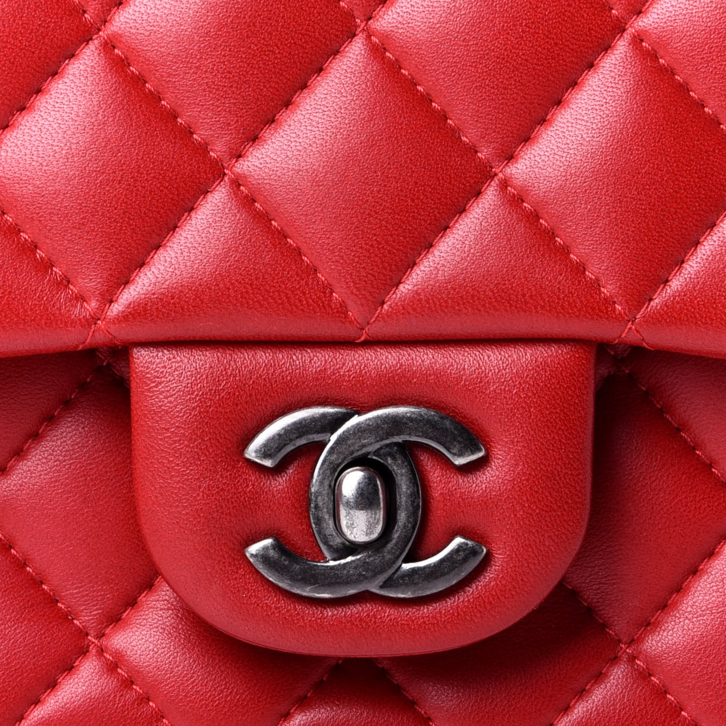 Lambskin Quilted Mini Square Flap Red