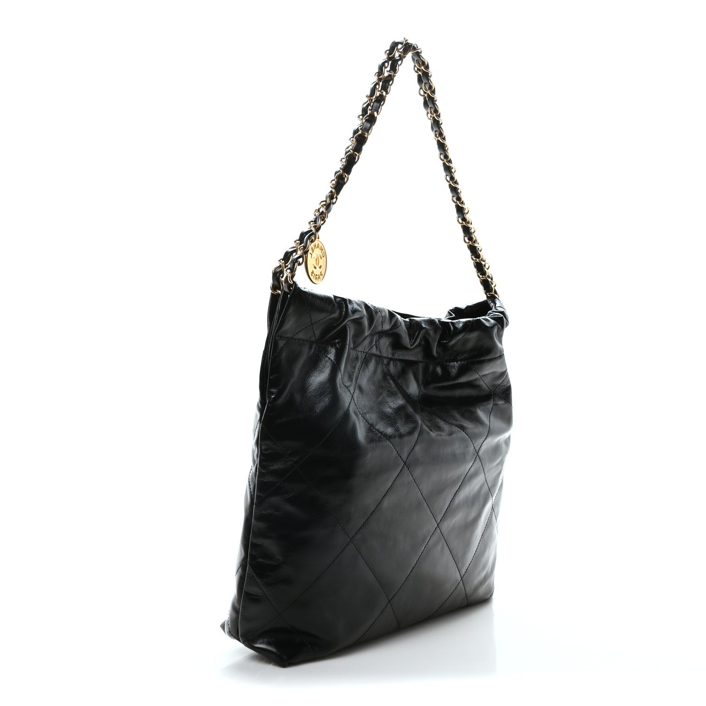 Shiny Calfskin Quilted Small Chanel 22 Black