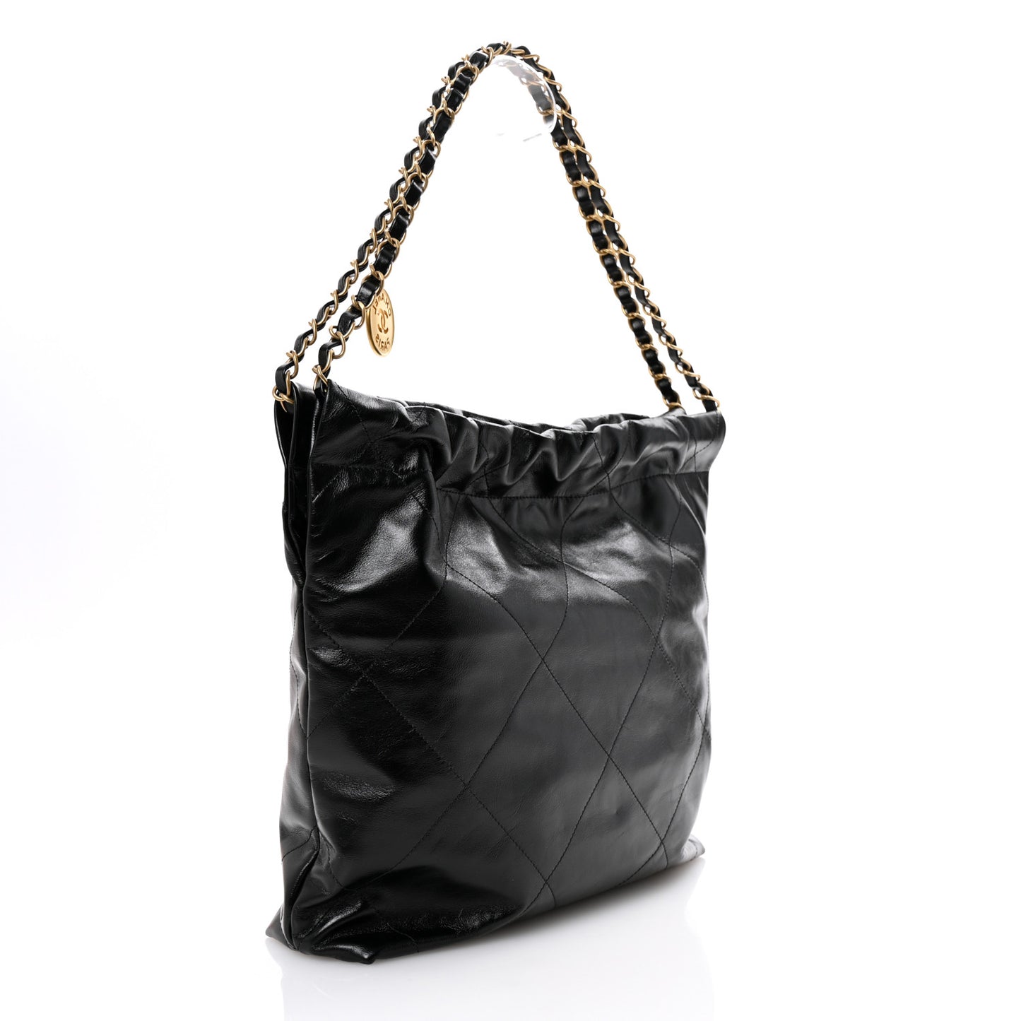 Shiny Calfskin Quilted Small Chanel 22 Black