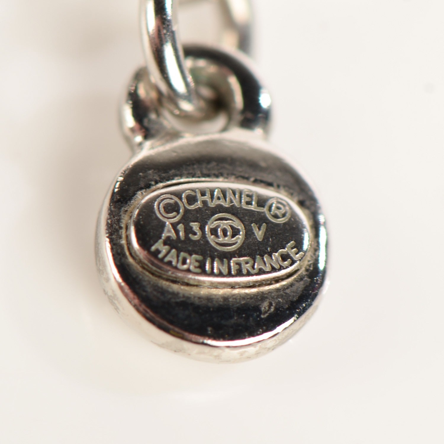 Chanel Crystal CC Pendant Necklace Silver 4 of 5