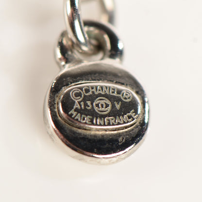 Chanel Crystal CC Pendant Necklace Silver 4 of 5