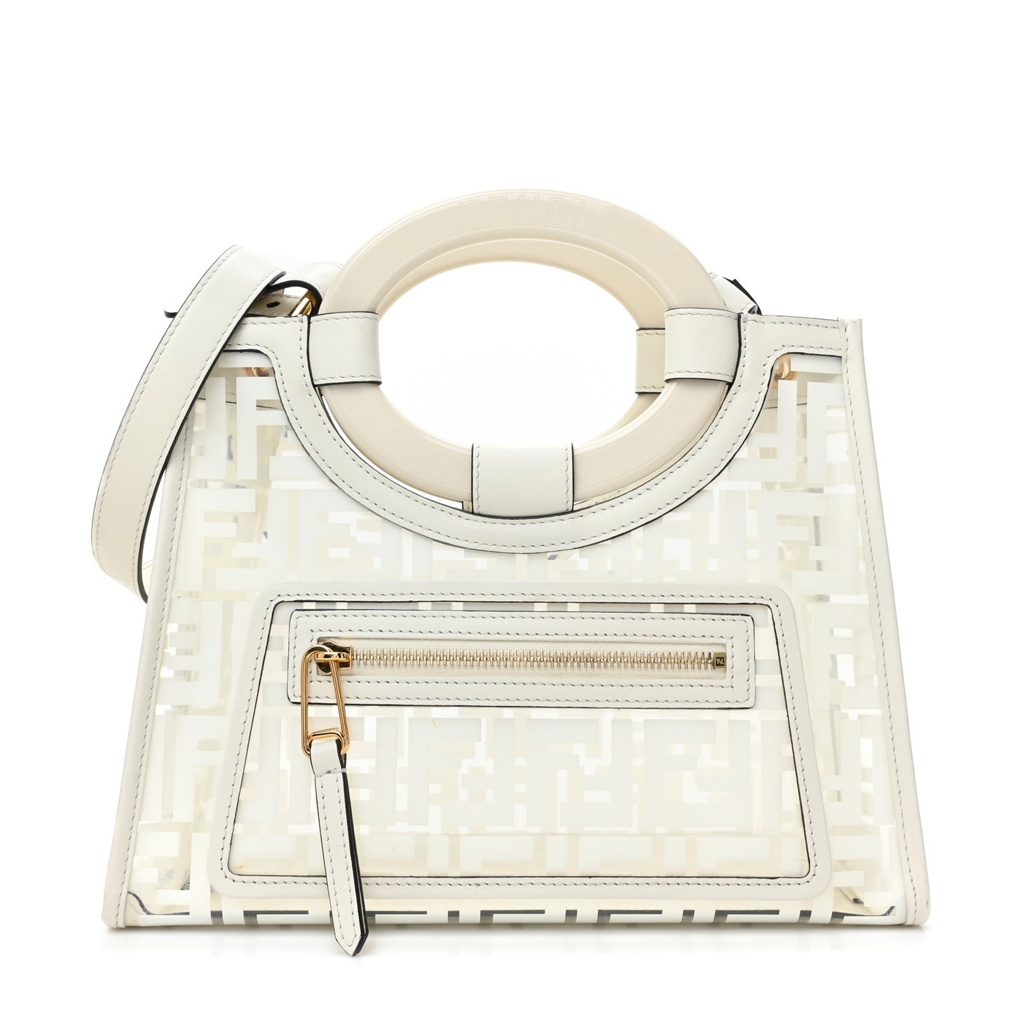 TPU FF Vitello Century Plexiglass Small Runaway Shopper Tote White