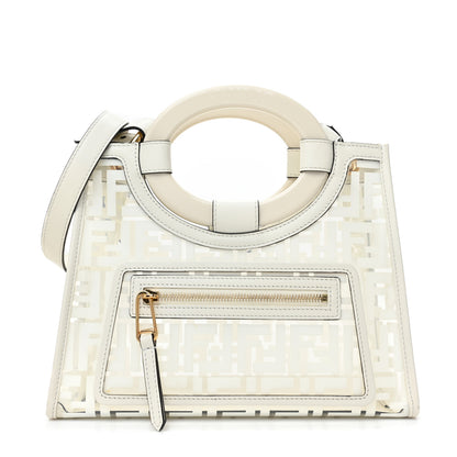 Fendi TPU FF Vitello Century Plexiglass Small Runaway Shopper Tote White 1 of 13