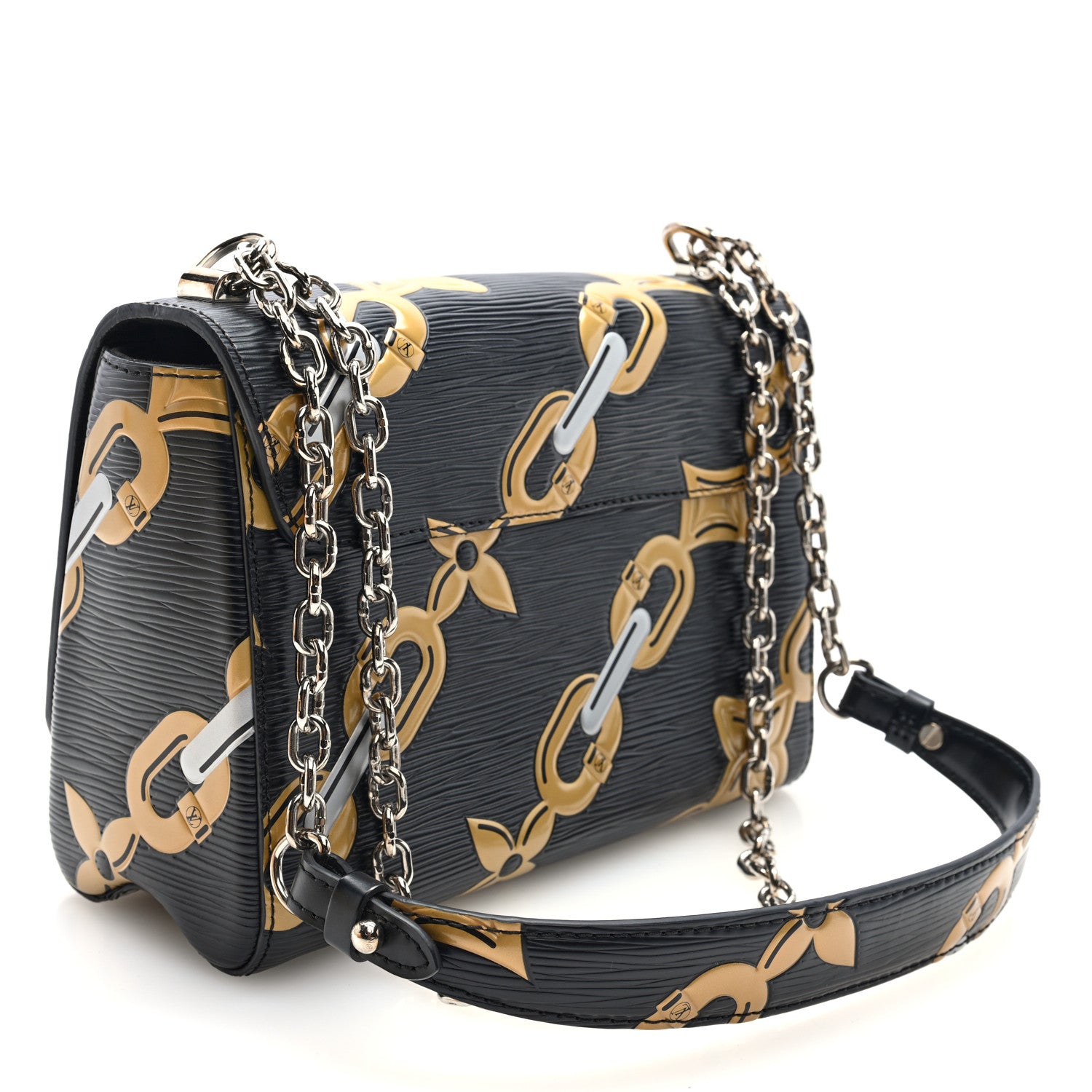 Louis Vuitton Epi Chain Flower Twist Shoulder Bag MM Black 4 of 10