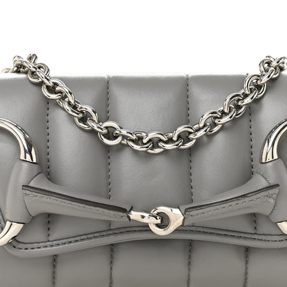 Gucci Nappa Vertical Matelasse Small Maxi Horsebit Chain Shoulder Bag Gray 8 of 13