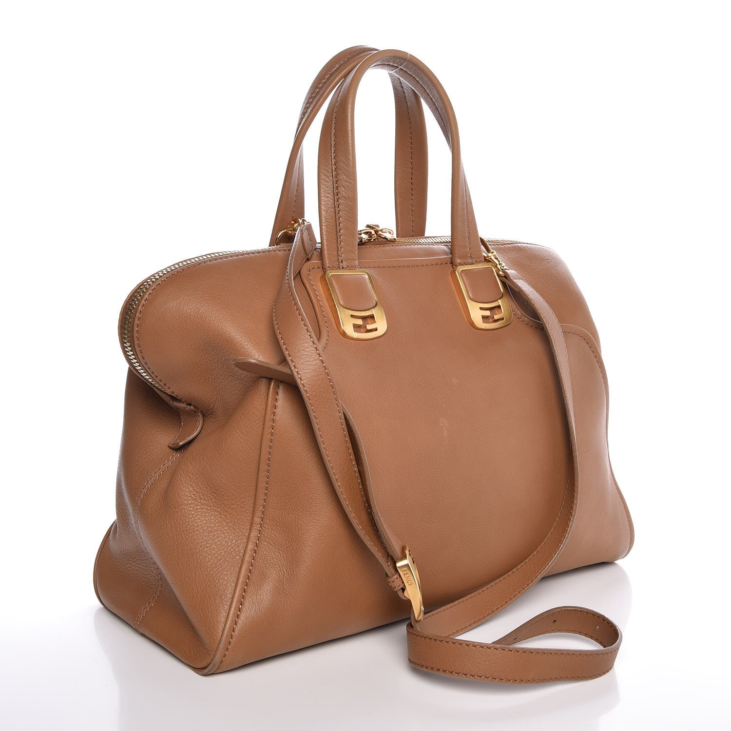 Fendi Vitello Dolce Marmol Large Chameleon Tote Camel 4 of 10