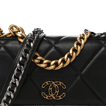 Chanel Lambskin Quilted Chanel 19 Wallet On Chain WOC Black 9 of 13