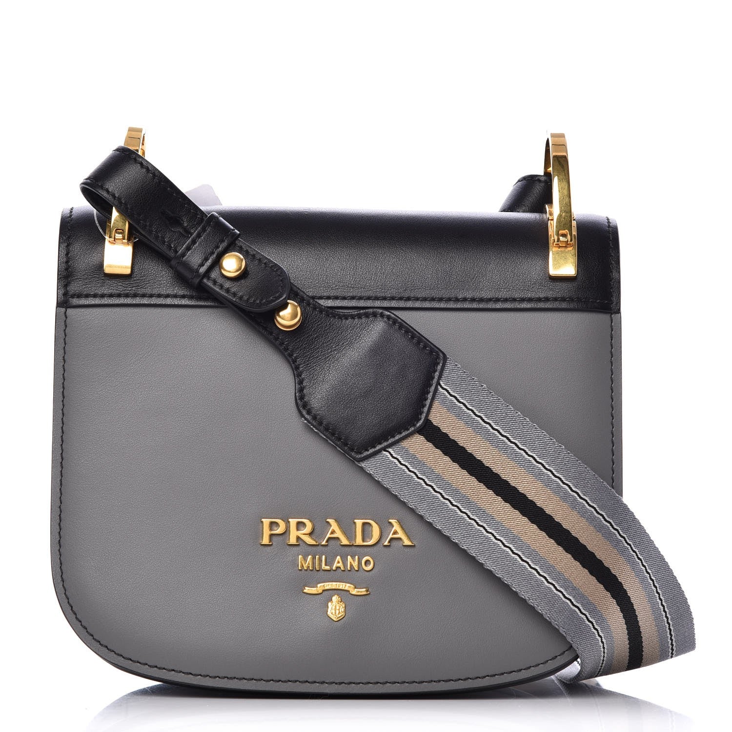 Prada City Calf Pionniere Saddle Bag Marmo Black 1 of 7