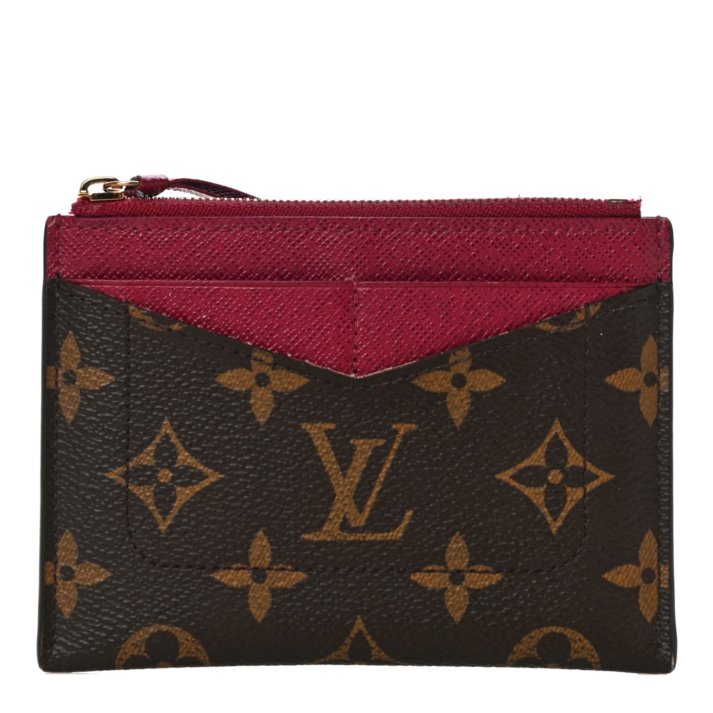 Monogram Zipped Card Holder Fuchsia