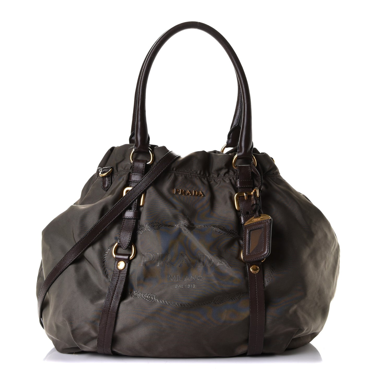 Tessuto Nylon Jacquard Logo Tote Fumo