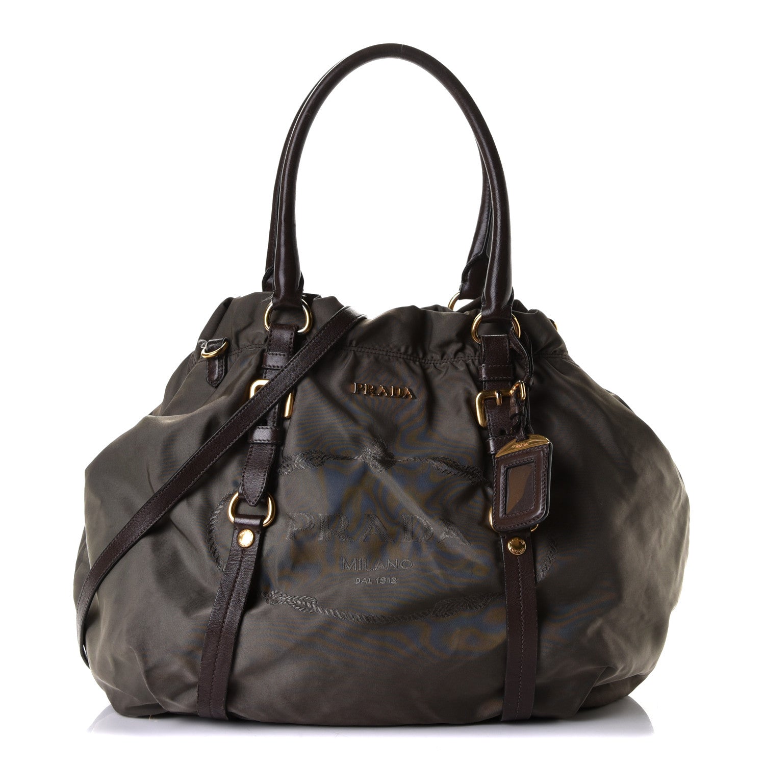 Prada Tessuto Nylon Jacquard Logo Tote Fumo 1 of 11