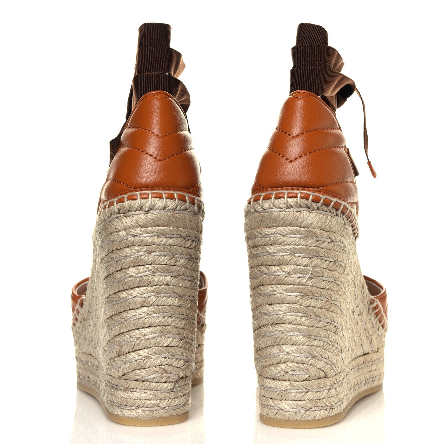 Gucci Nappa Matelasse GG Marmont Ankle Wrap Platform 35/120mm Espadrille Wedges 37 Cognac 5 of 6