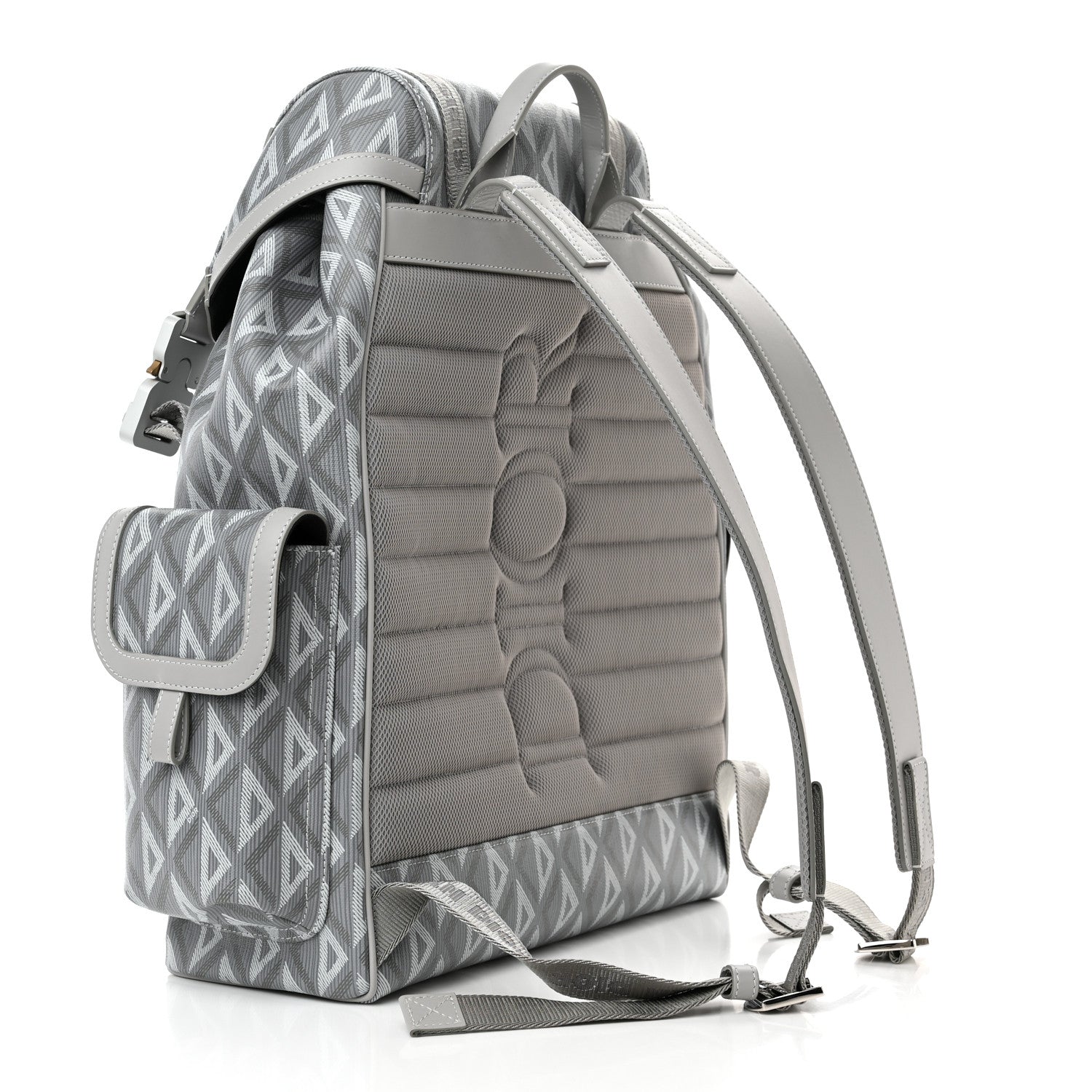 Christian Dior Coated Canvas CD Diamond Large Hit The Road Backpack Gray 3 of 9