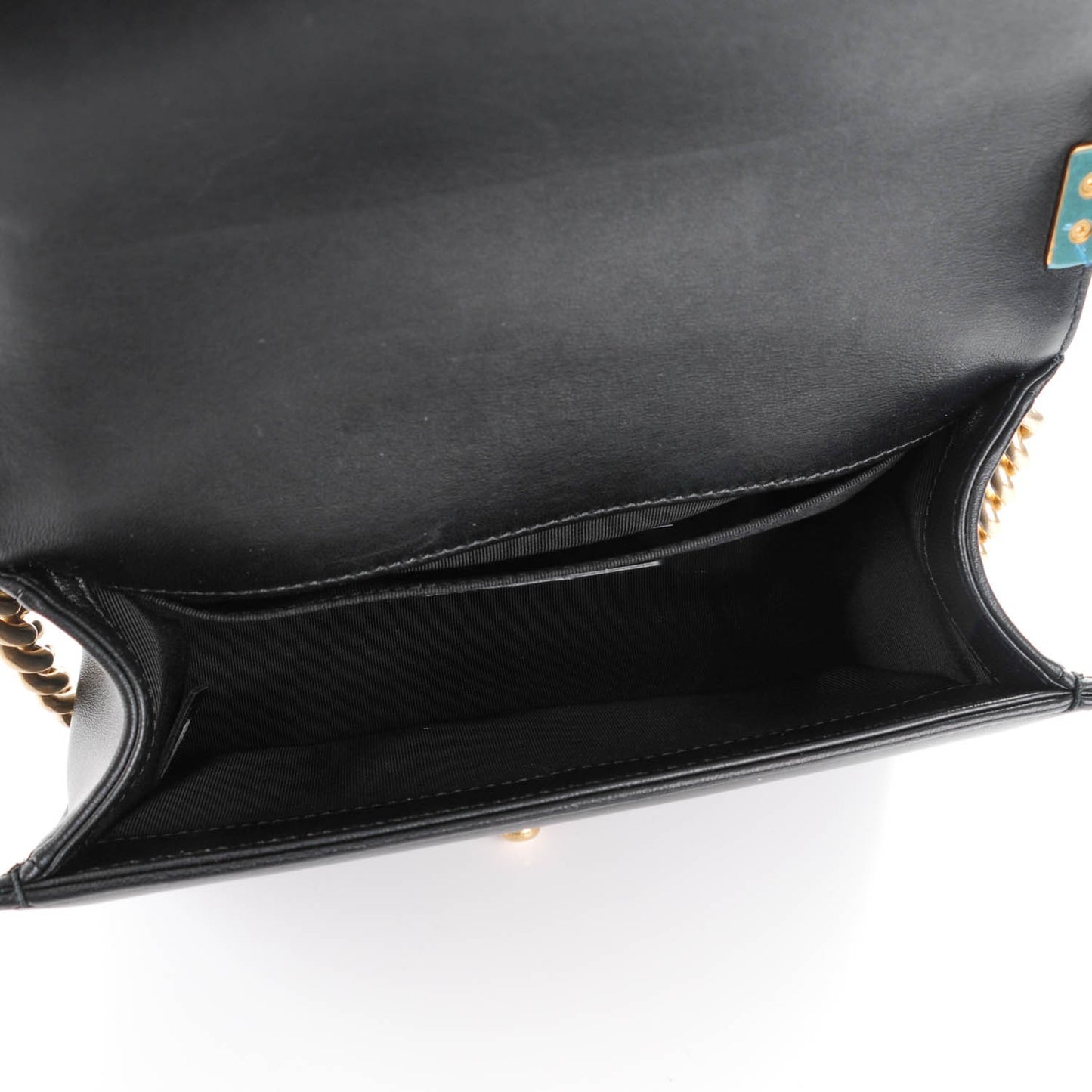 Lambskin Quilted Small Boy Flap Black
