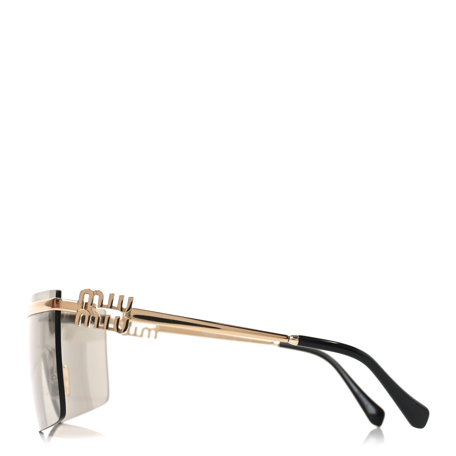 Miu Miu Metal Rectangle Shield Sunglasses SMU50Z Grey Gold 3 of 7