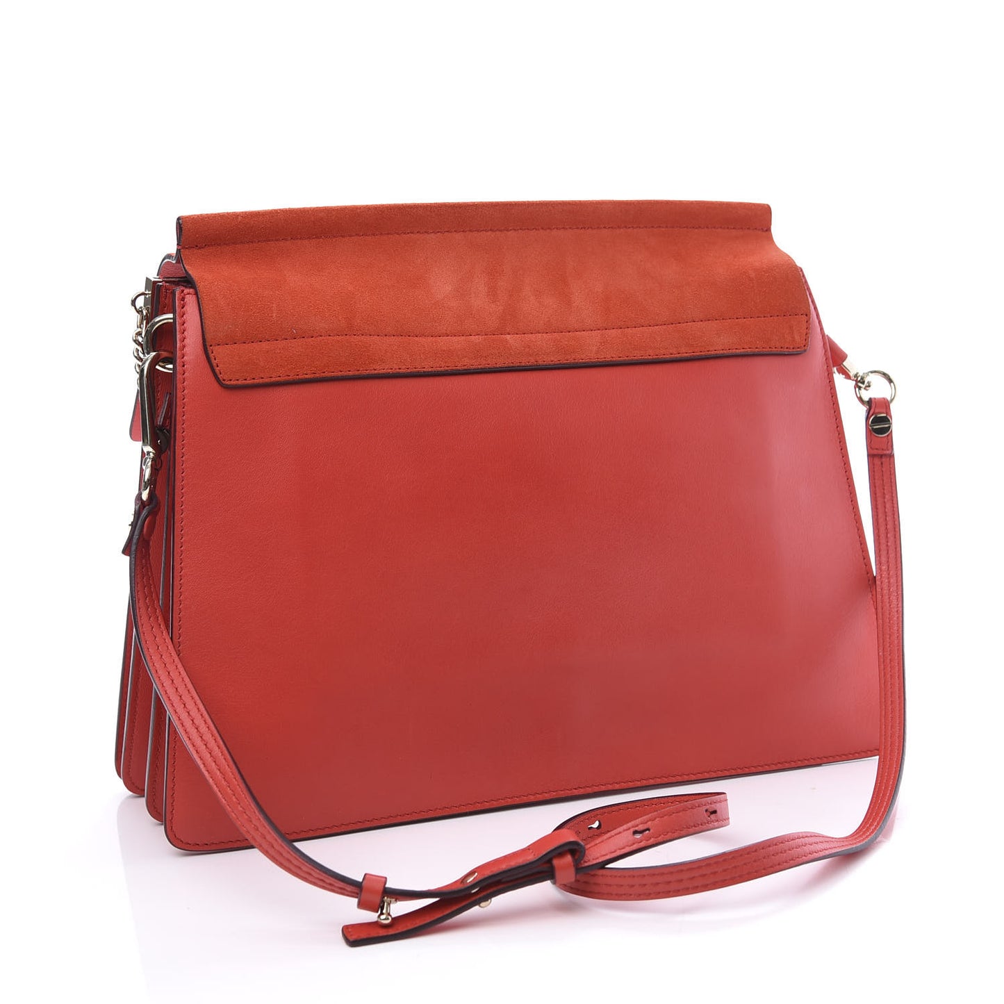Calfskin Suede Medium Faye Shoulder Bag Sepia Red
