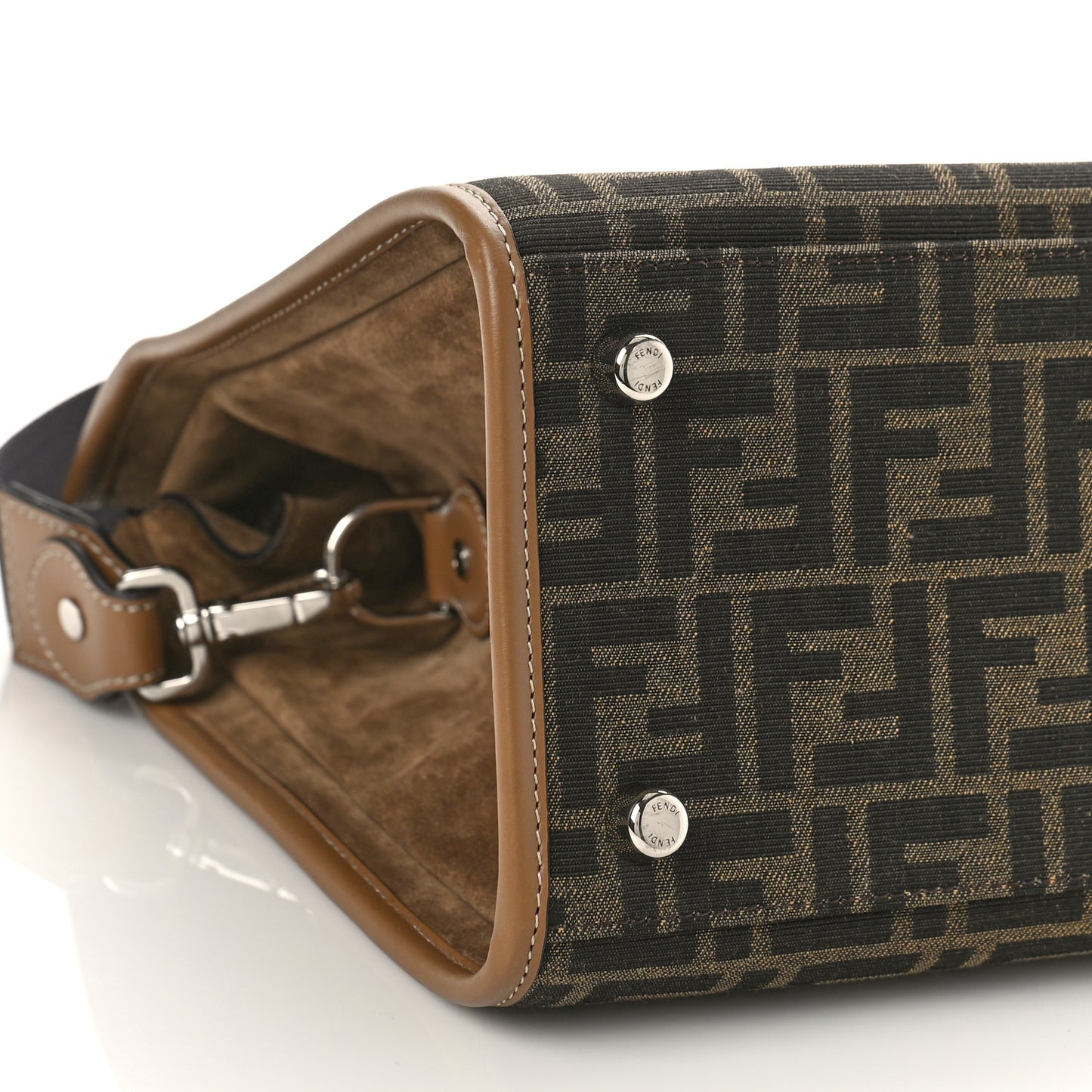 Fabric Jacquard Crosta Diamond Vitello King FF 1974 Large Soft Trunk Bag Tobacco Moro Coconut Sand