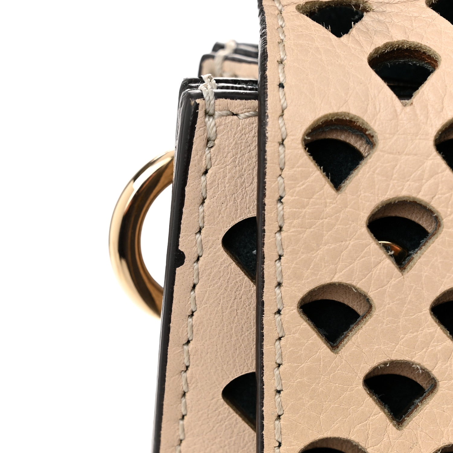 Chloe Calfskin Pineapple Perforated Medium Faye Shoulder Bag Abstract White 12 of 12