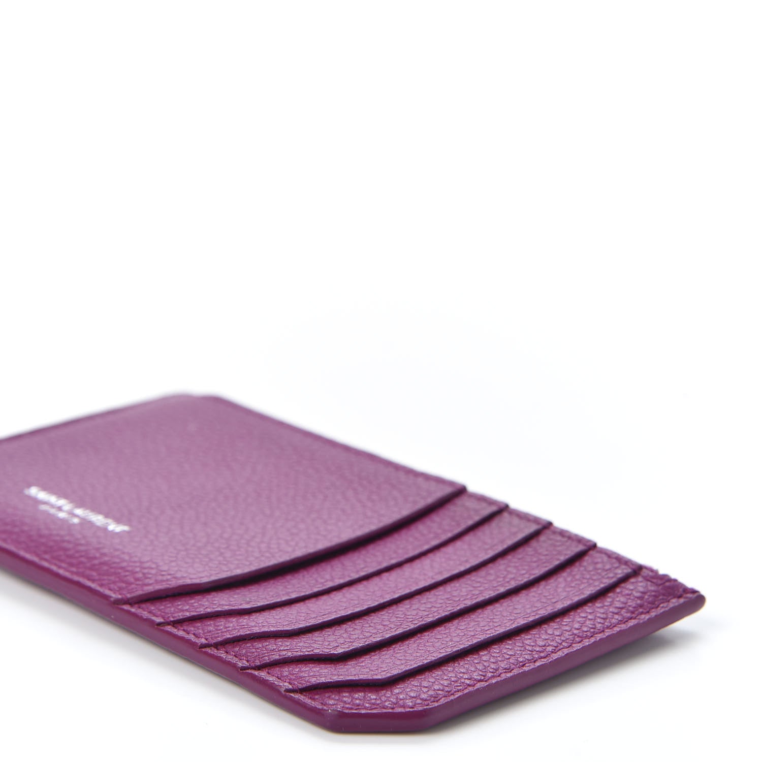 Saint Laurent Grained Calfskin 5 Fragments Zip Pouch Card Holder Pivoine 6 of 9