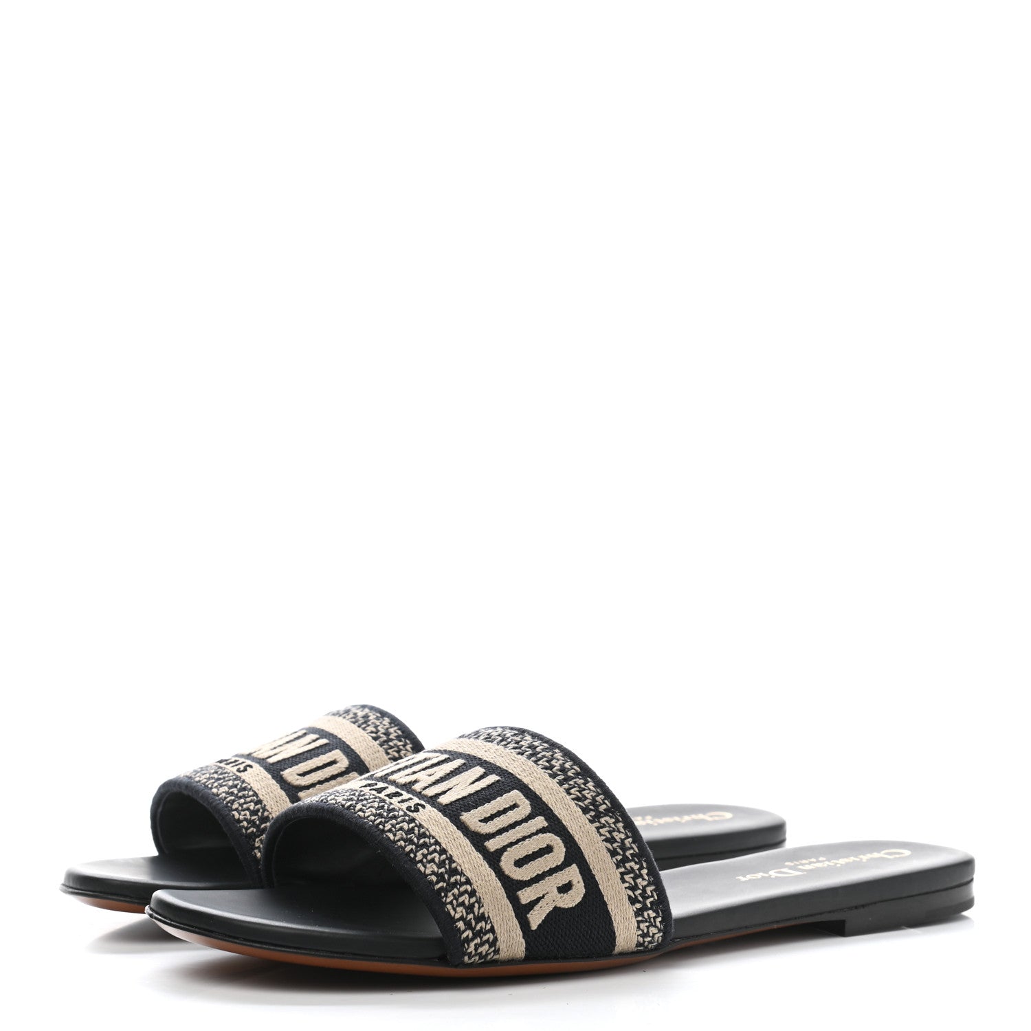 Christian Dior Canvas Embroidered Dway Mules Slide Sandals 38.5 Deep Blue 3 of 11