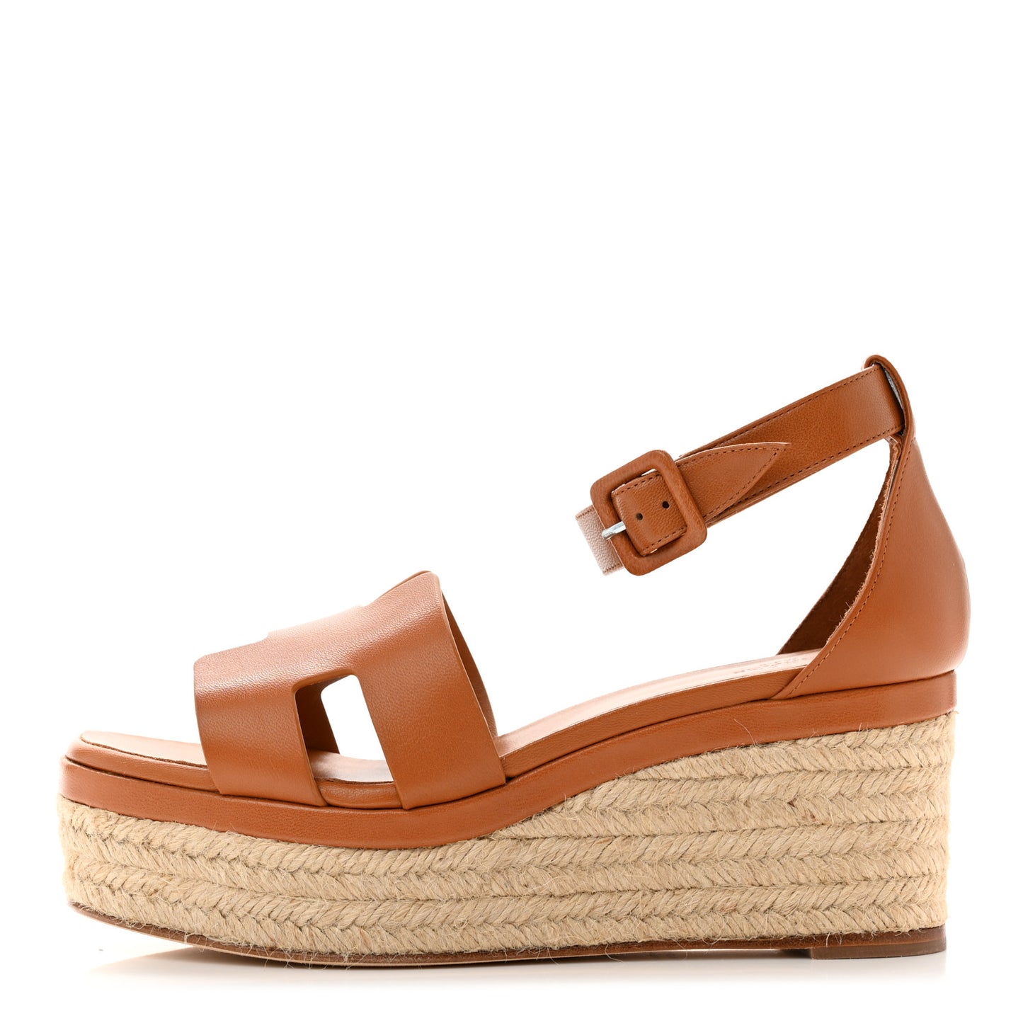Goatskin Elda Espadrille Wedge Sandals 39 Marron Glaise