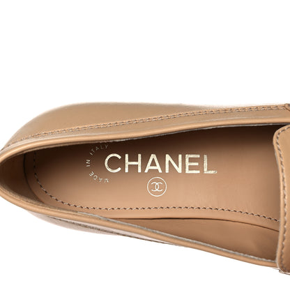 Chanel Lambskin CC Loafers 37.5 Beige 7 of 9