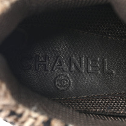 Chanel Suede Tweed Goatskin CC Sneakers 40 Brown 7 of 10