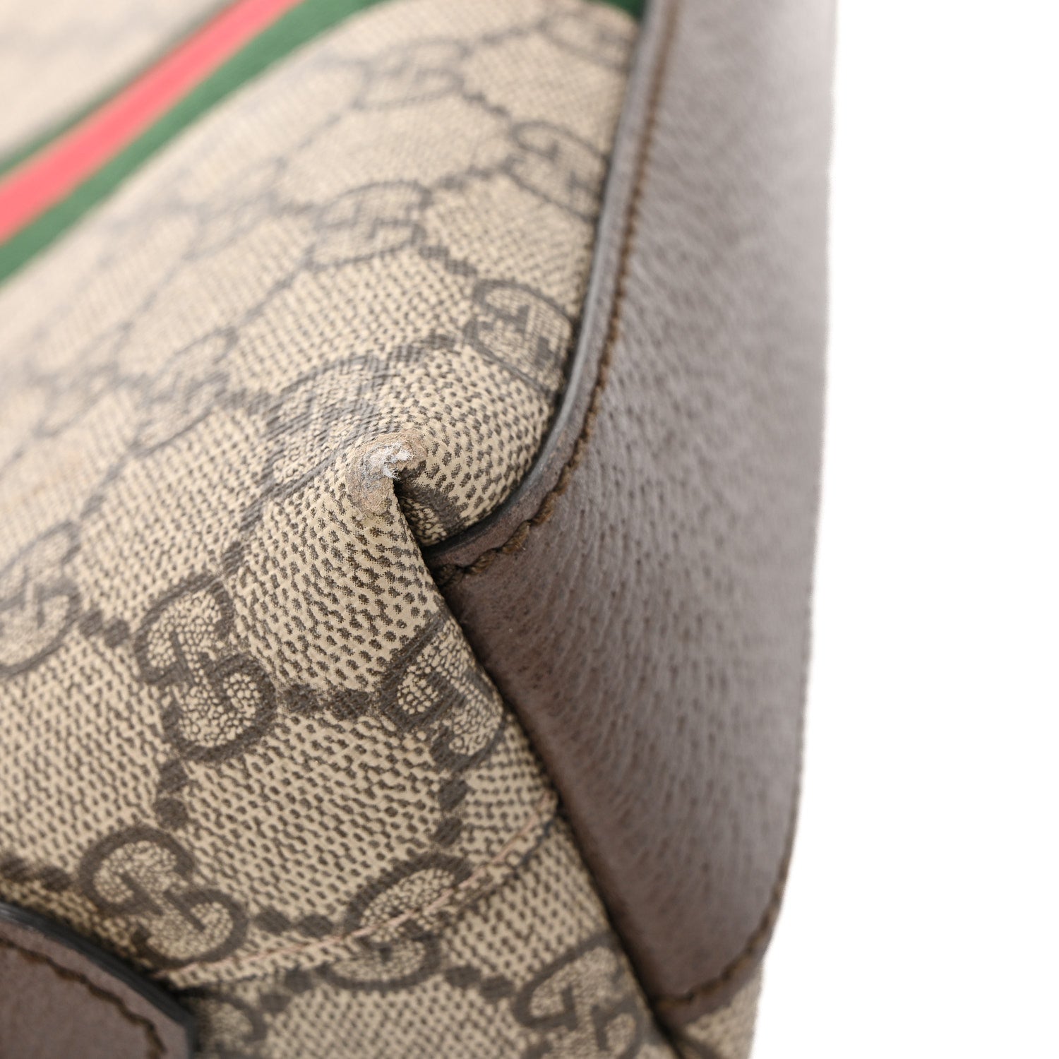 Gucci GG Supreme Monogram Textured Dollar Calfskin Web Small Ophidia Dome Shoulder Bag Beige Ebony New Acero 11 of 13
