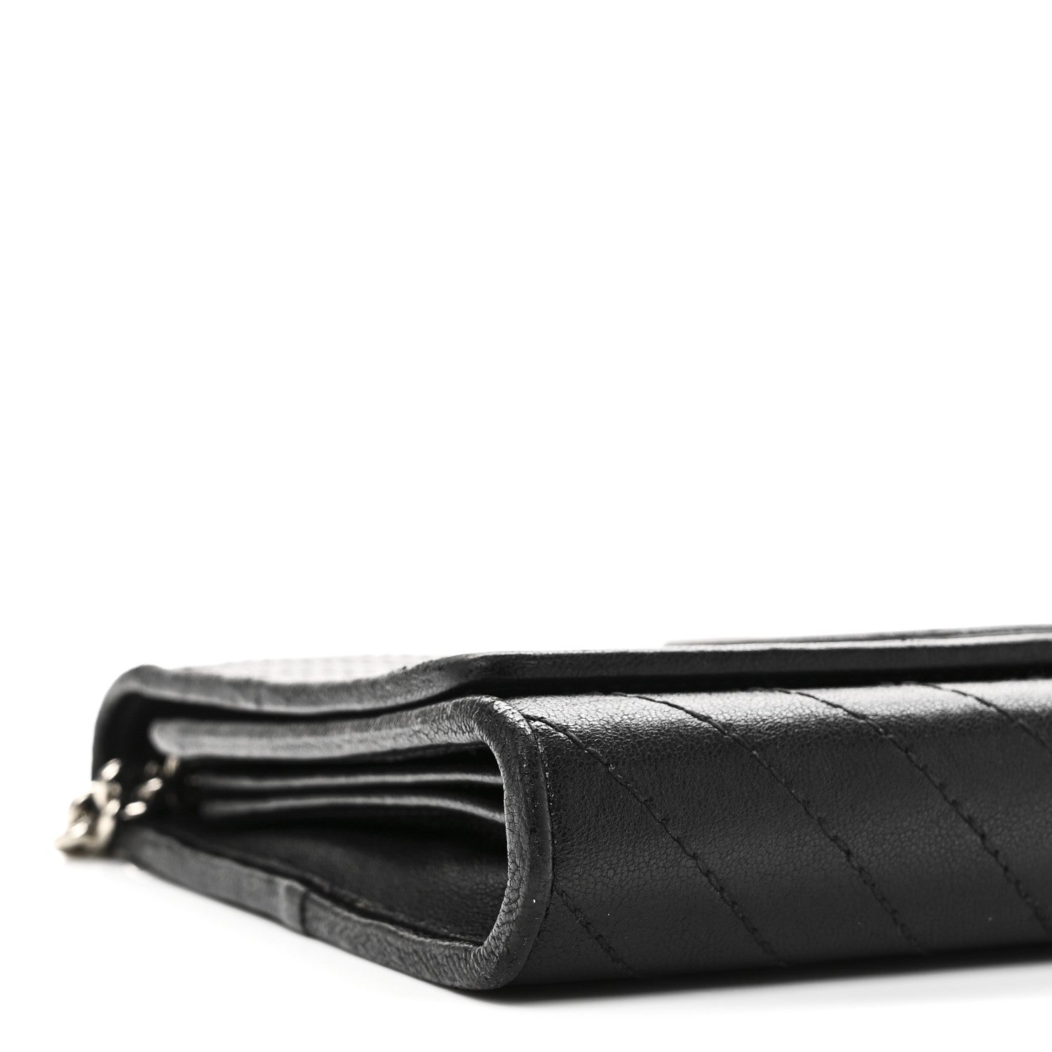 Gucci Sakai Be Green Calfskin Diagonal Stitched Blondie Wallet on Chain Black 8 of 9