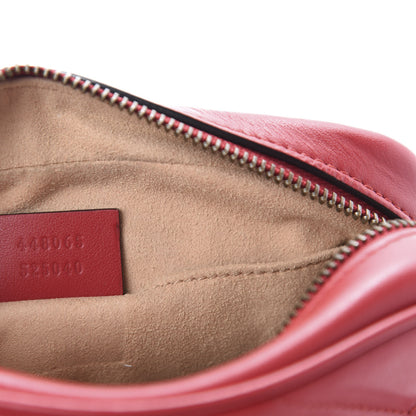 Gucci Calfskin Matelasse Mini GG Marmont Chain Shoulder Bag Hibiscus Red 9 of 11