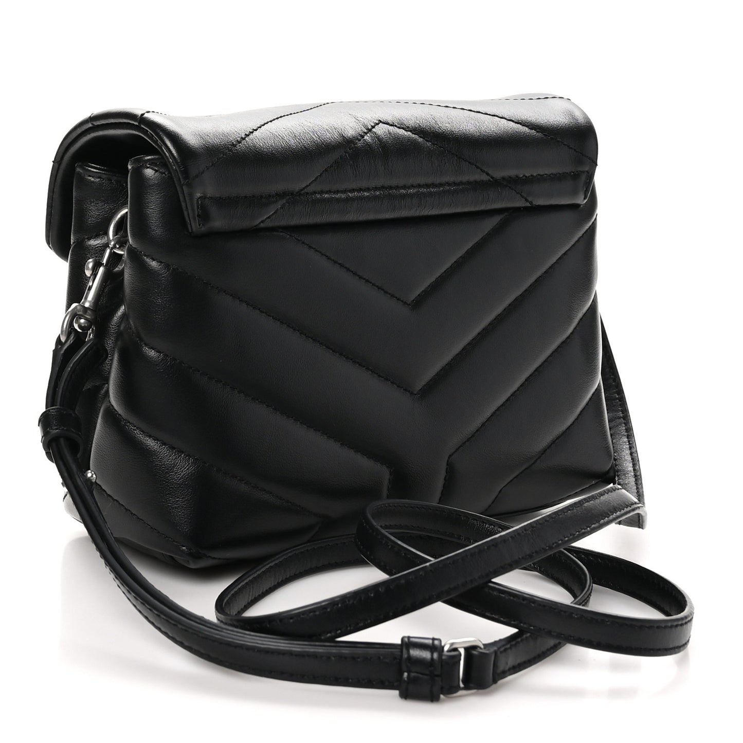 Calfskin Y Quilted Monogram Toy Loulou Crossbody Bag Black
