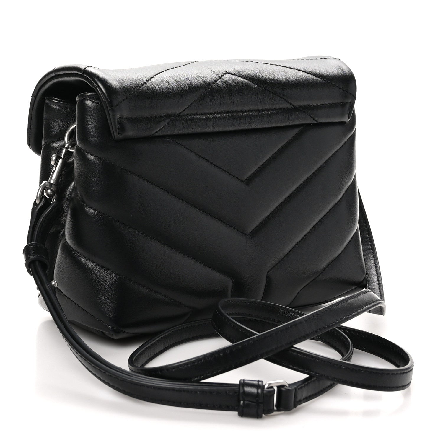 Saint Laurent Calfskin Y Quilted Monogram Toy Loulou Crossbody Bag Black 3 of 11