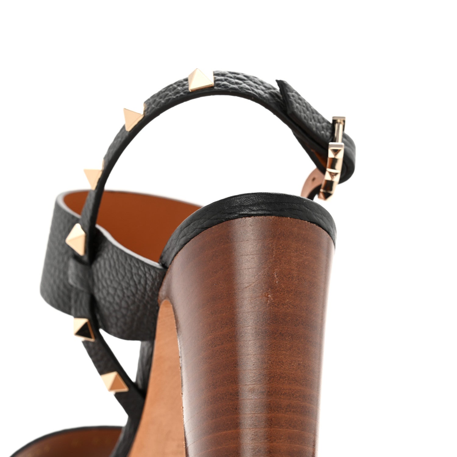 Valentino Garavani Pebbled Calfskin Rockstud Double Slingback Strap 85mm Sandals 39 Black Light Cuir 12 of 13