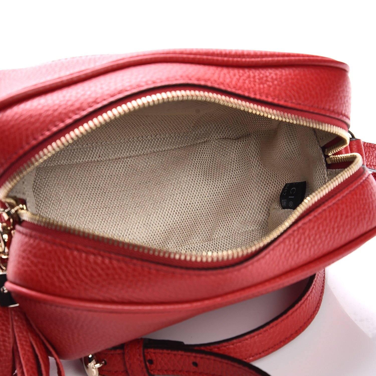 Gucci Pebbled Calfskin Small Soho Disco Bag Tabasco Red 5 of 7