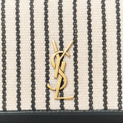 Saint Laurent Canvas Striped Phone Holder Crossbody Beige Black 8 of 11