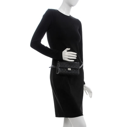 Chanel Grained Calfskin Quilted 2.55 Reissue Flap Belt Bag Clutch Black 2 of 7