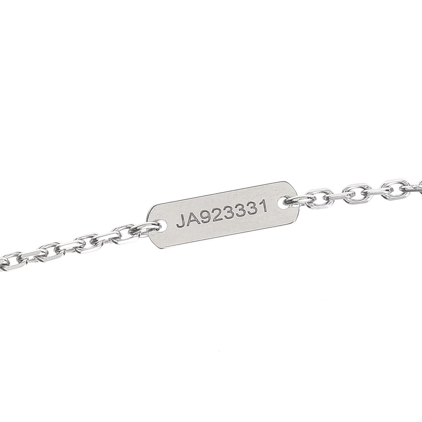 18K White Gold Diamond Guilloche Vintage Alhambra Pendant Necklace