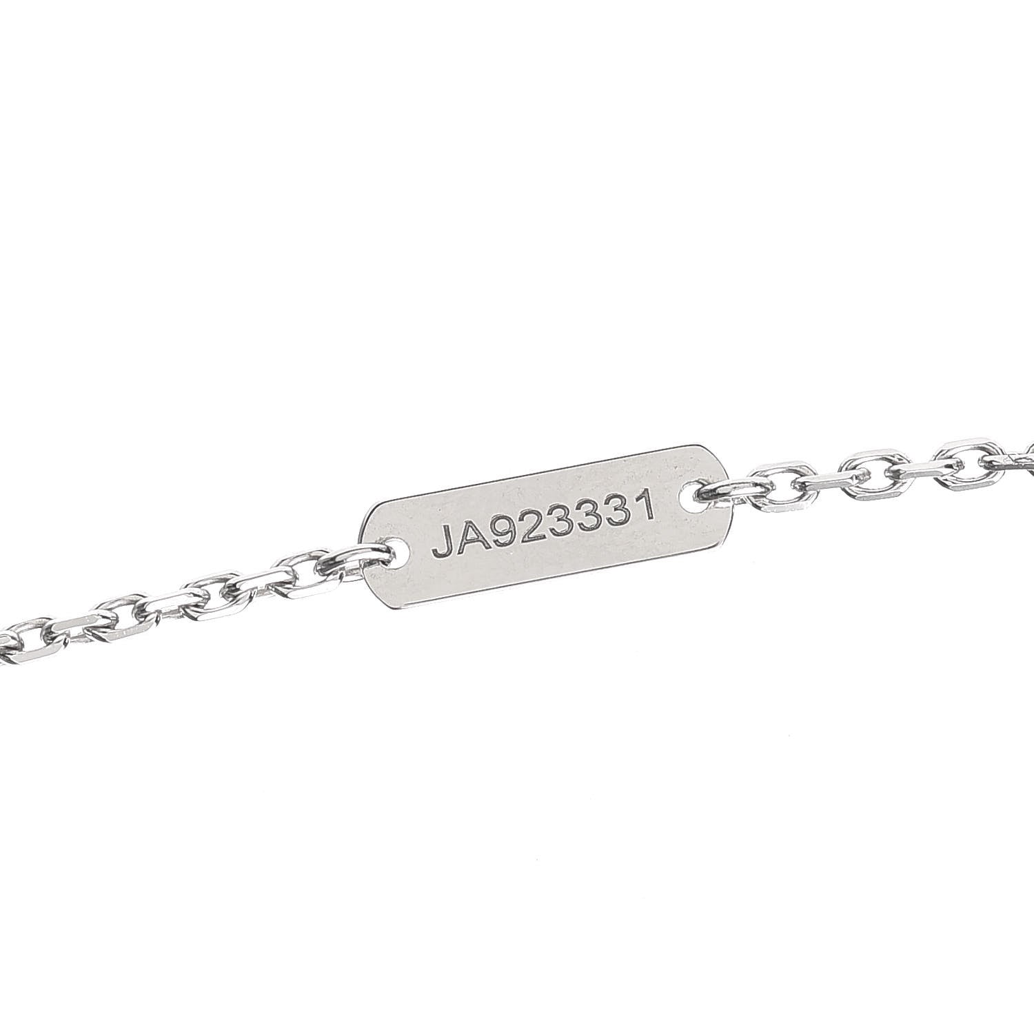 Van Cleef & Arpels 18K White Gold Diamond Guilloche Vintage Alhambra Pendant Necklace 5 of 8