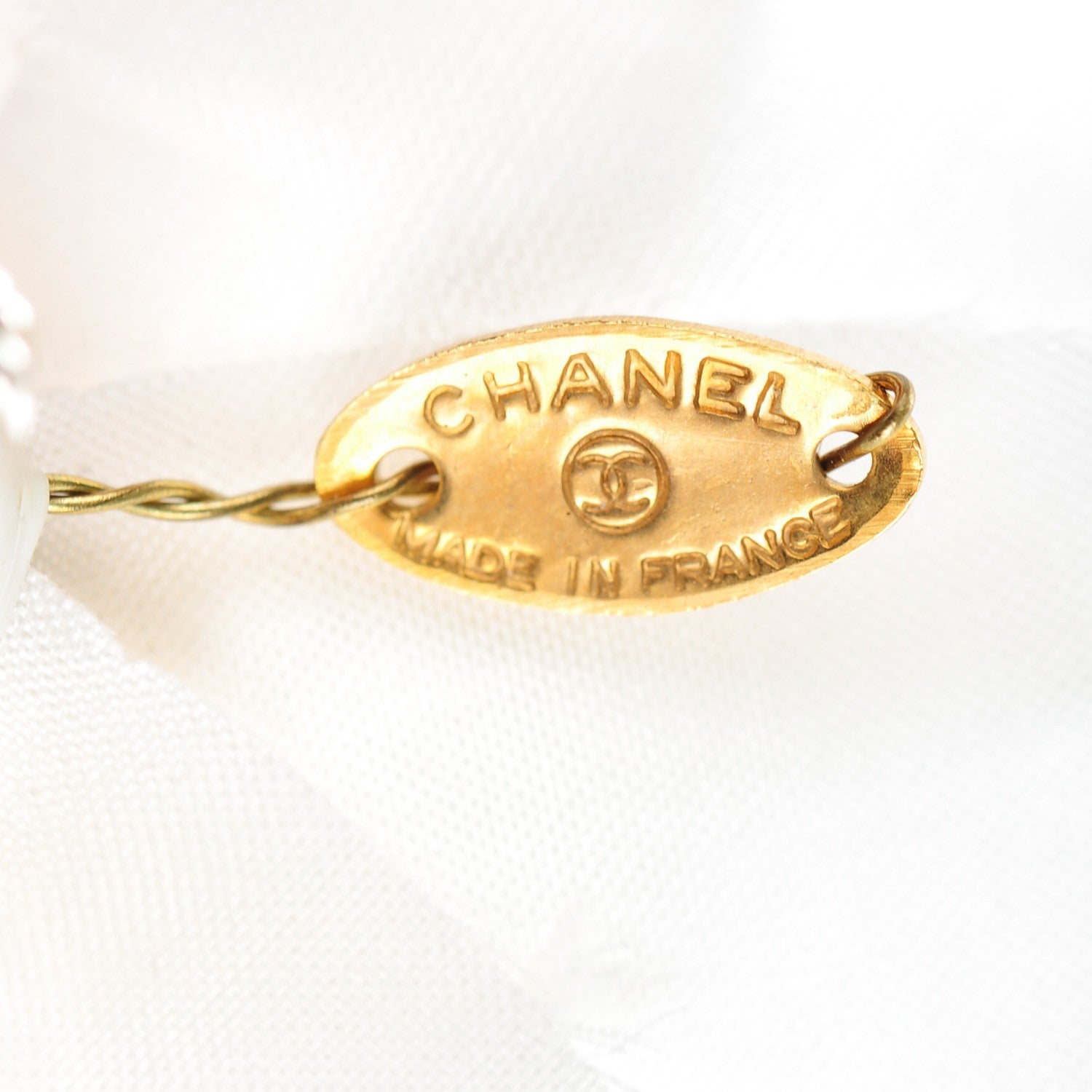 Chanel Crepe Satin Camellia Brooch Pin White 4 of 5
