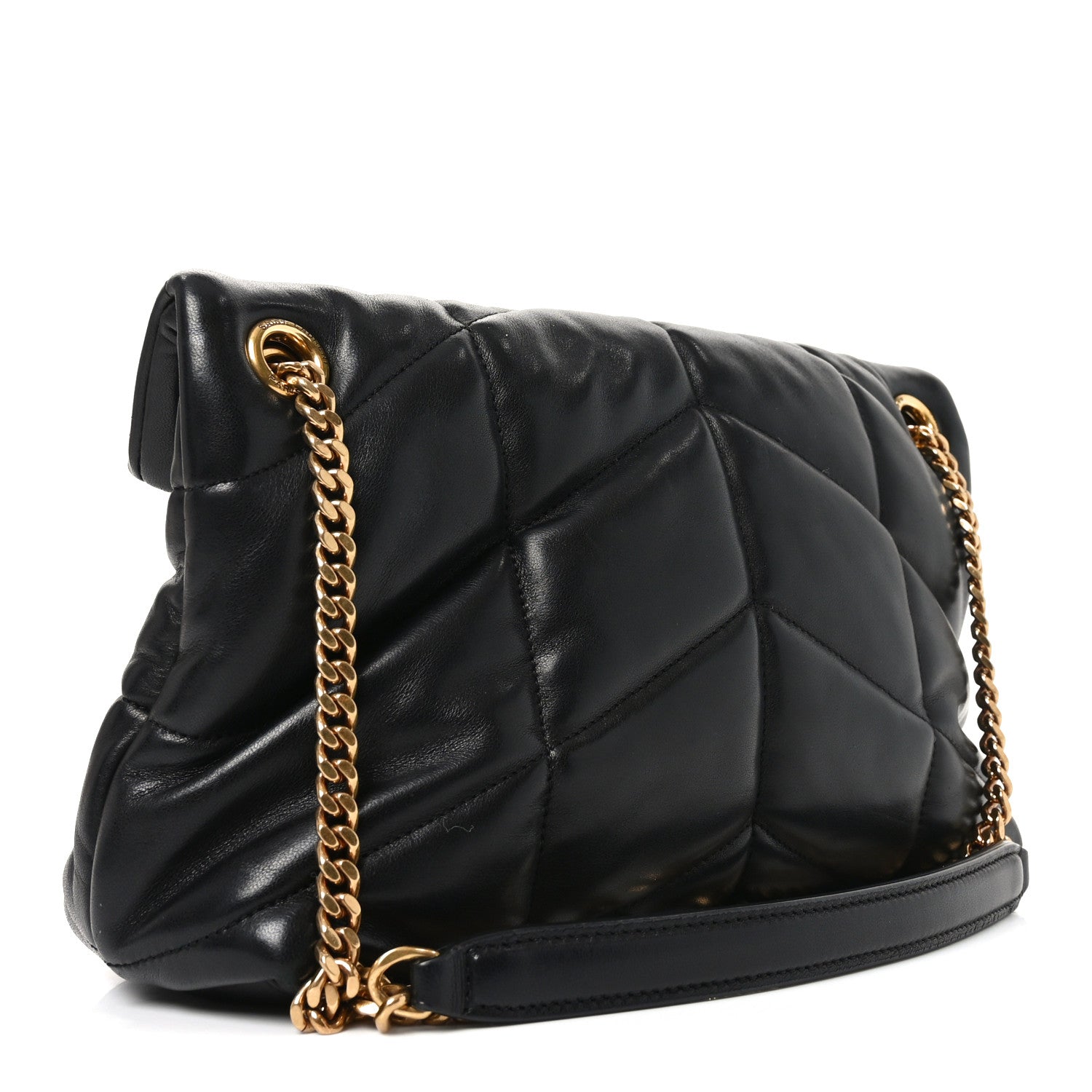 Saint Laurent Lambskin Quilted Small Loulou Puffer Monogram Chain Satchel Black 3 of 11