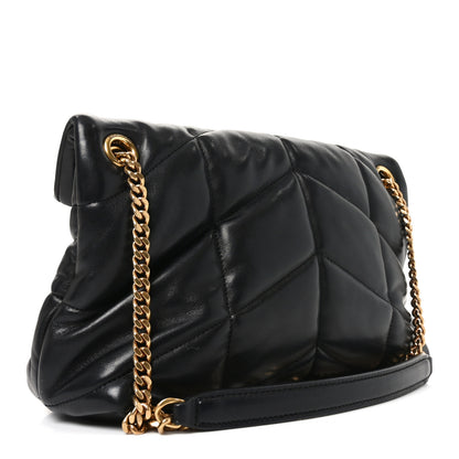 Saint Laurent Lambskin Quilted Small Loulou Puffer Monogram Chain Satchel Black 3 of 11