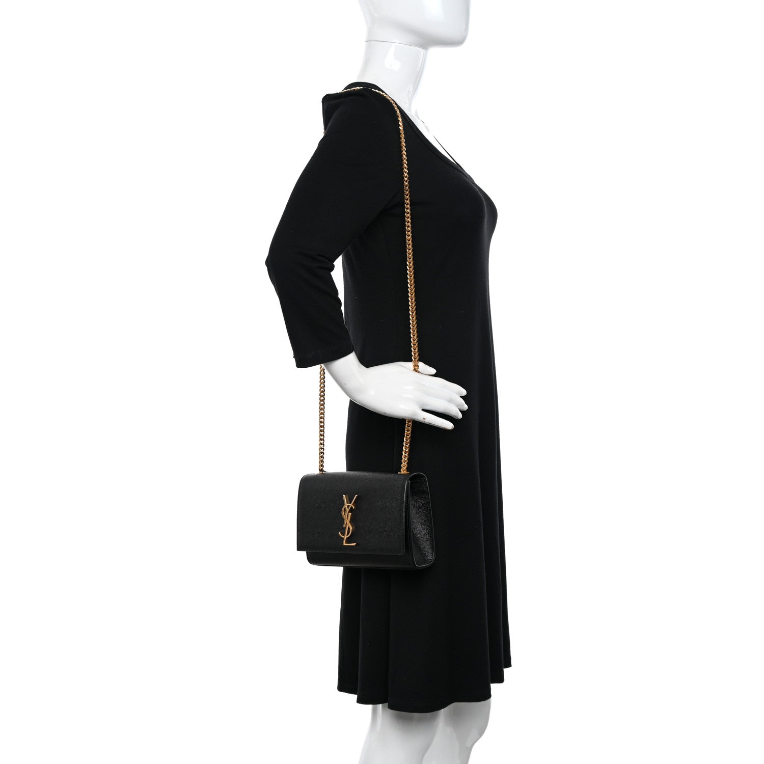 Saint Laurent Grain De Poudre Small Monogram Kate Satchel Black 2 of 9