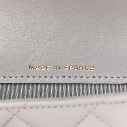 Chanel Lambskin Quilted Top Handle Flap Coin Purse With Chain Grey 8 of 13