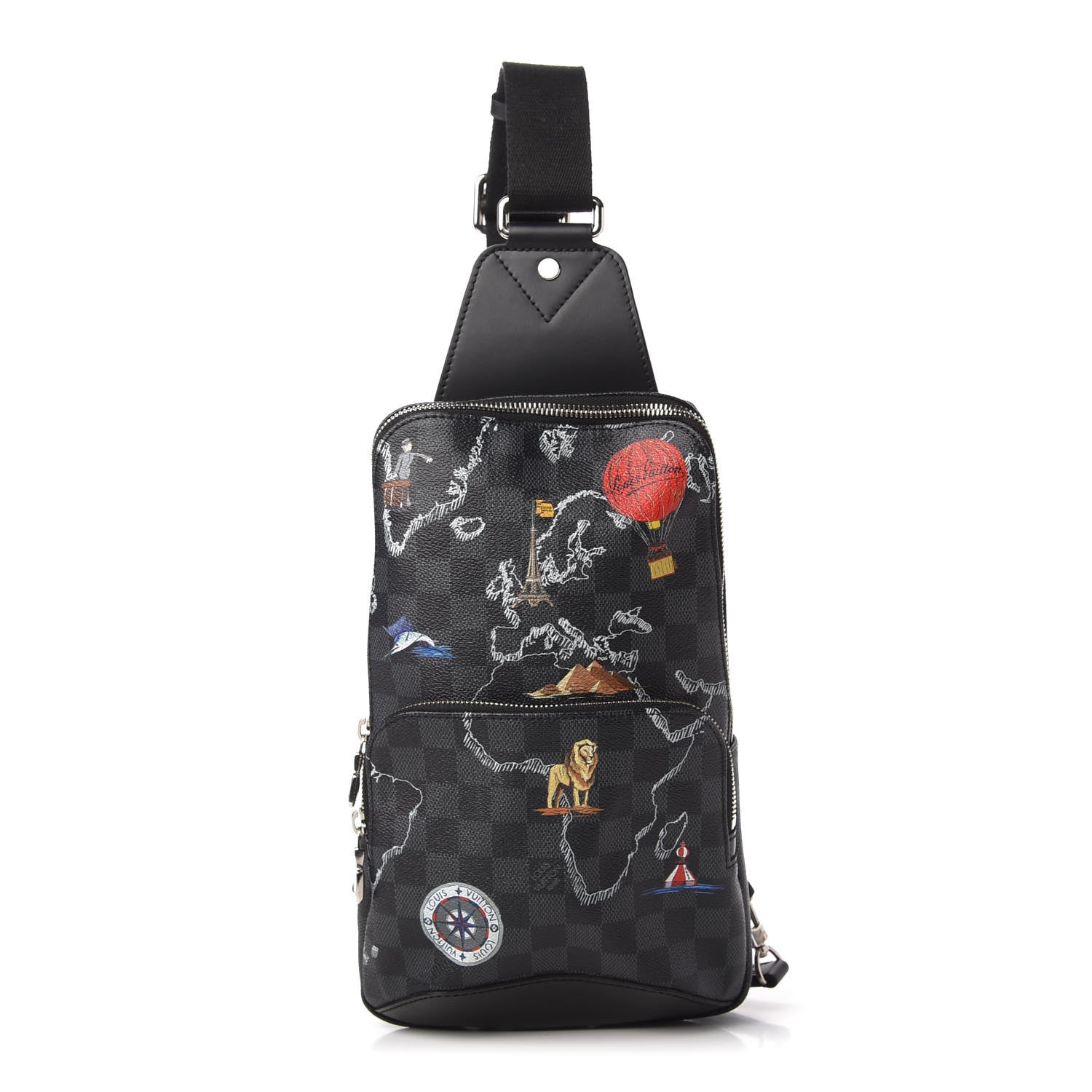 Louis Vuitton Damier Graphite World Map Avenue Sling Backpack 1 of 11