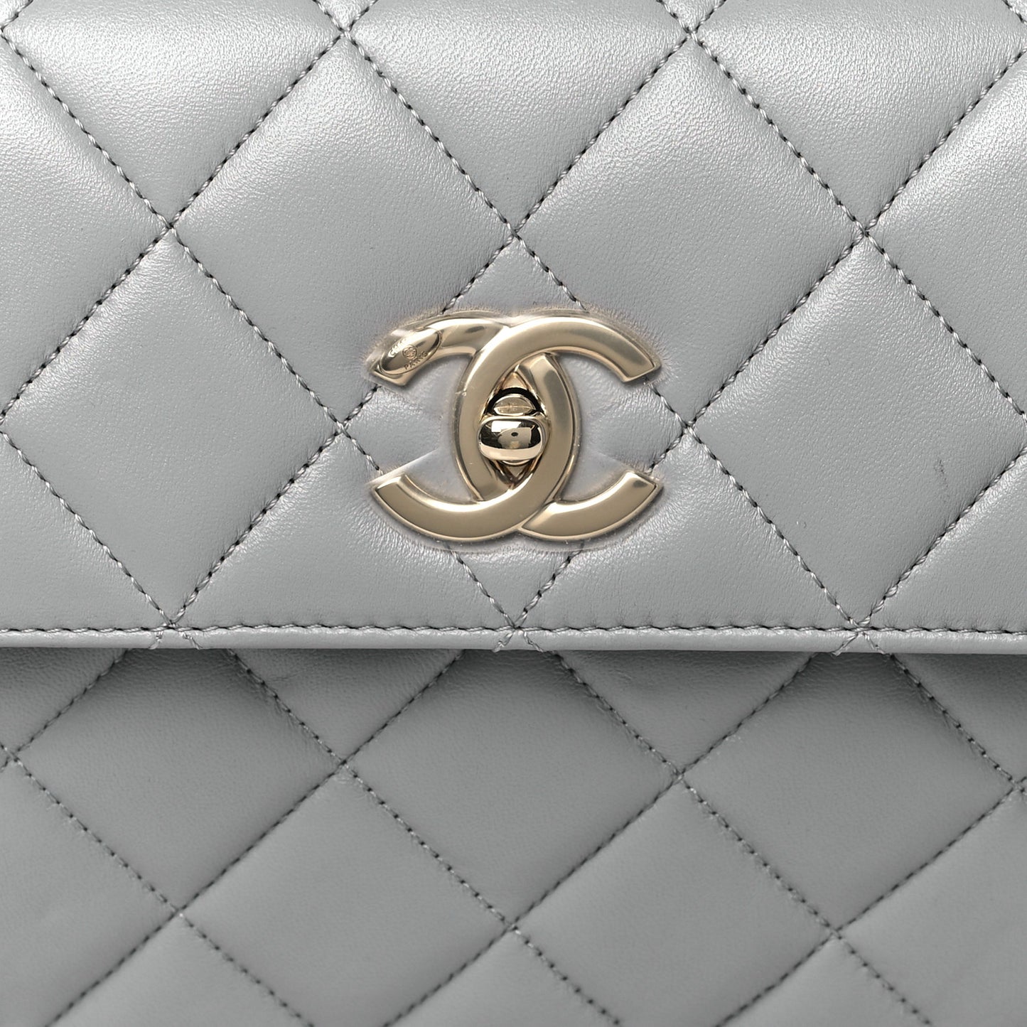 Lambskin Quilted Mini Trendy CC Dual Handle Flap Bag Light Grey