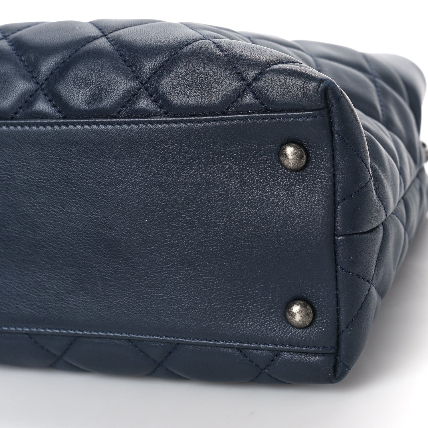 Chanel Calfskin Tweed Quilted Small Tote Navy Multicolor 9 of 9