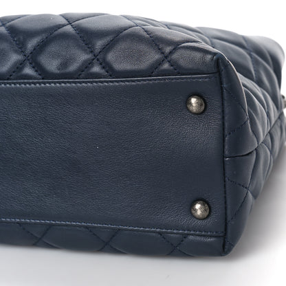 Chanel Calfskin Tweed Quilted Small Tote Navy Multicolor 9 of 9