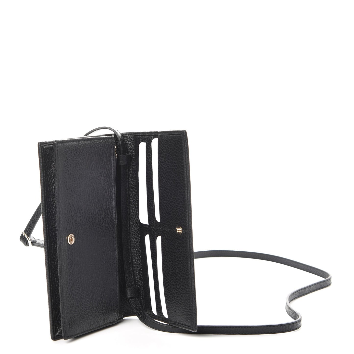 Dollar Calfskin Mini Swing Wallet Bag Black